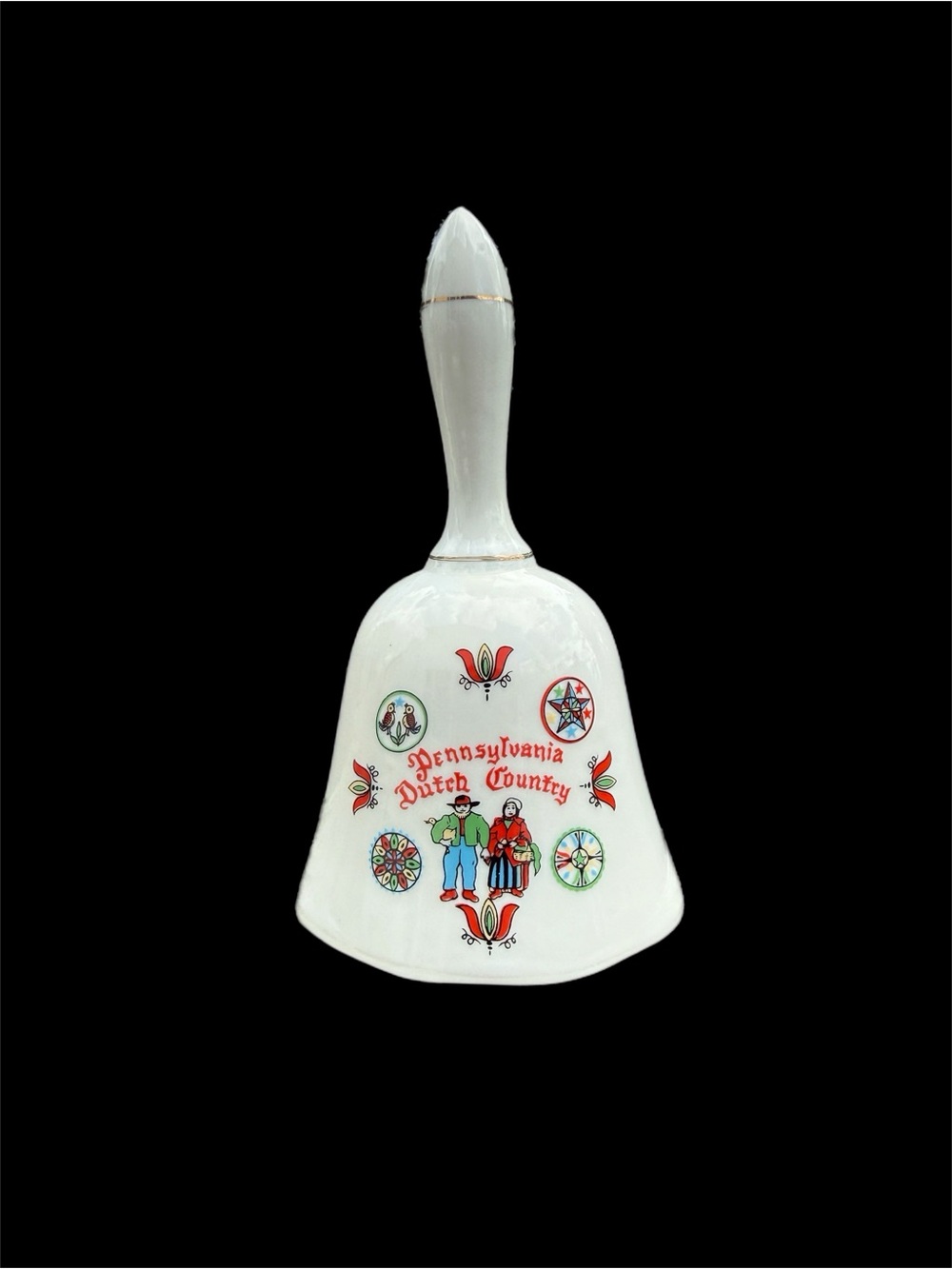 1970s Pennsylvania Dutch Country Souvenir Collector’s Porcelain Dinner Bell